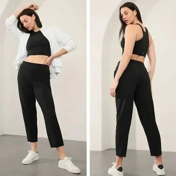 Athleta Endless High Rise Casual Athletic Pants Black Size 0 533636 * Stain - Picture 1 of 10